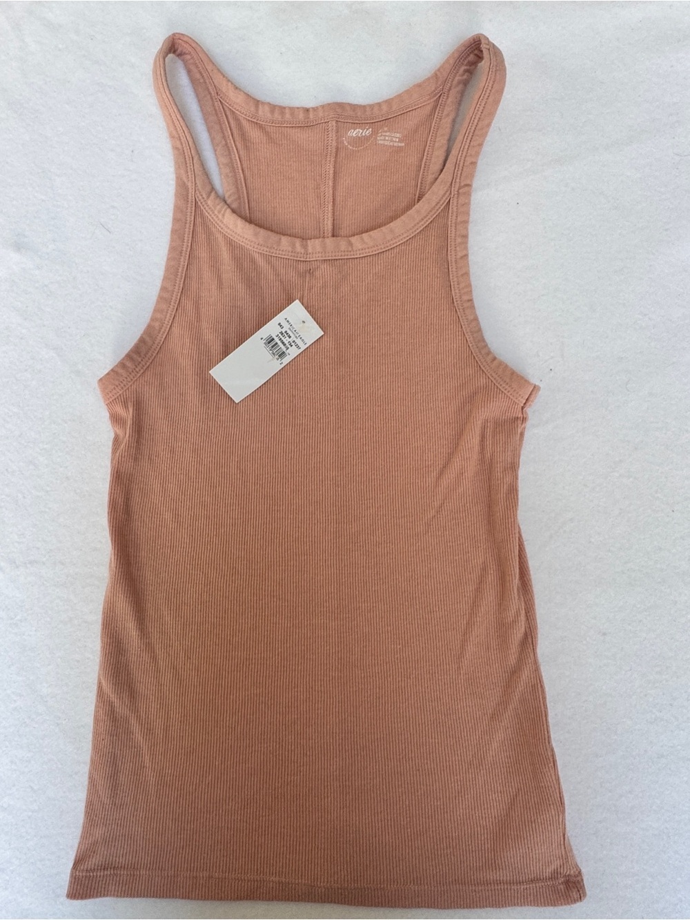 Aerie Woman’s No BS Dusty Rose Ribbed Scoop Neck Cotton Blend Tank Top Size Med